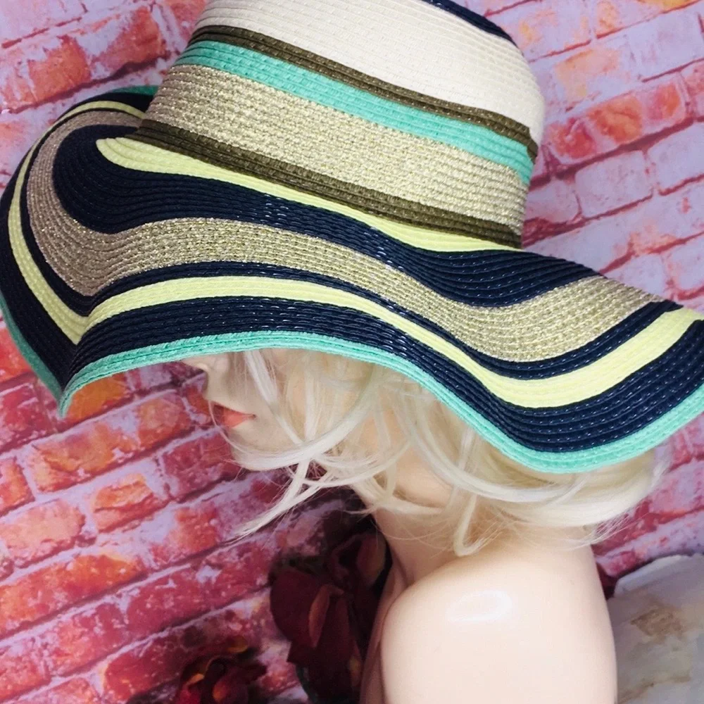 The Webster Miami Colorful Stiped Wide Brim Sun Hat